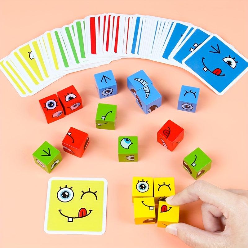 Interactive Face Changing Puzzle Building Blocks