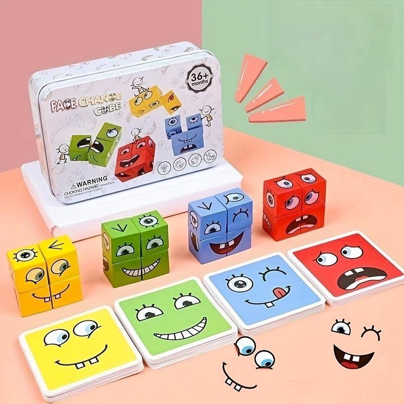 Interactive Face Changing Puzzle Building Blocks