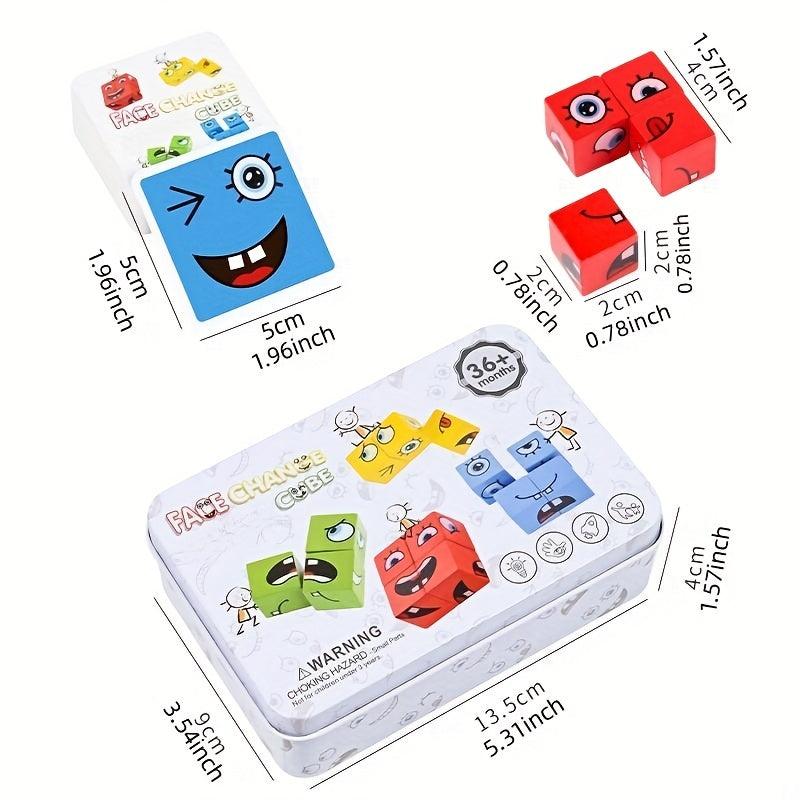 Interactive Face Changing Puzzle Building Blocks