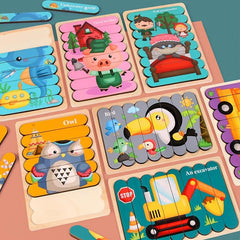 Animal Wooden Puzzles Kids Jigsaw Game Educational Toys