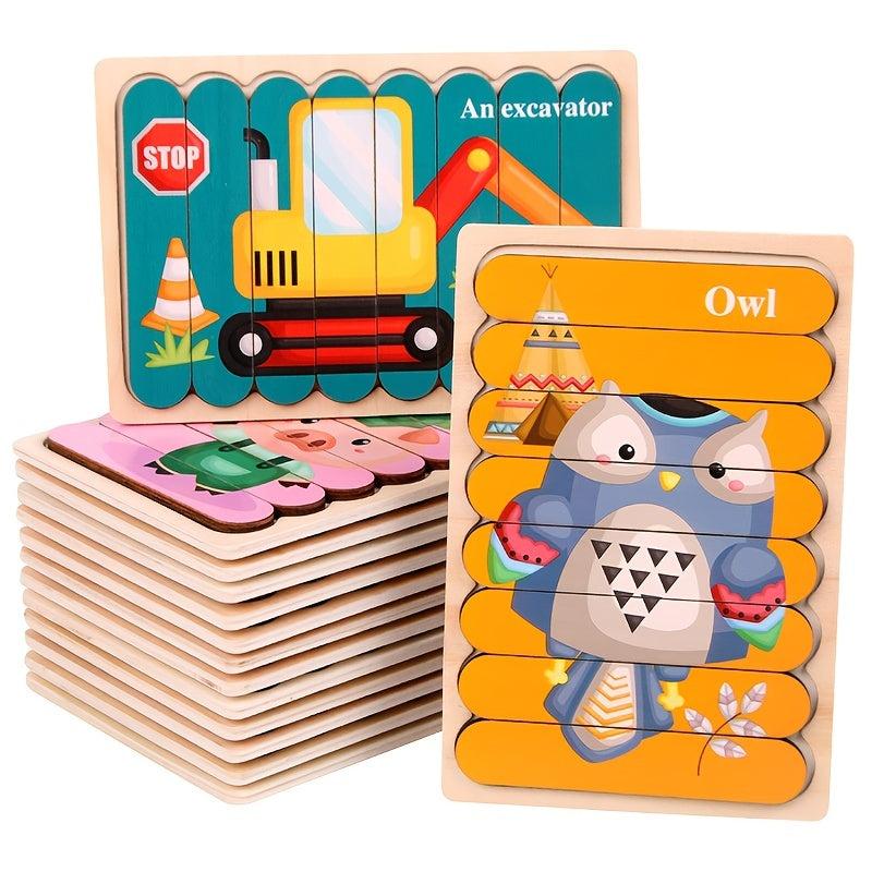 Animal Wooden Puzzles Kids Jigsaw Game Educational Toys