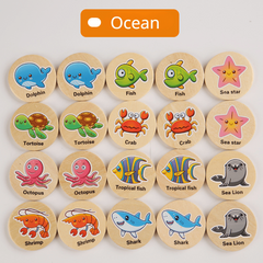 Animal Memory Chess Puzzle Game Kids Educational Wooden Toys