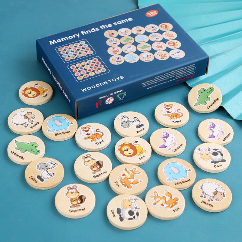 Animal Memory Chess Puzzle Game Kids Educational Wooden Toys