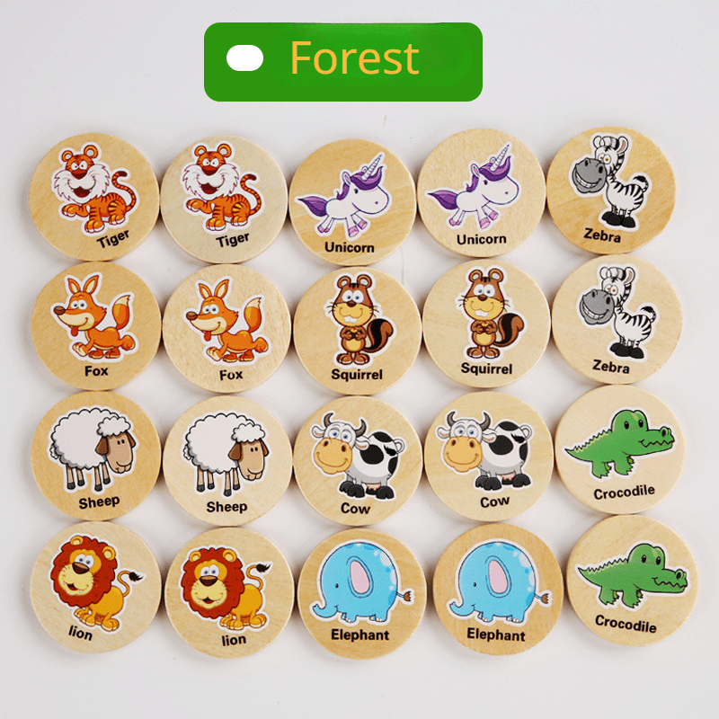 Animal Memory Chess Puzzle Game Kids Educational Wooden Toys