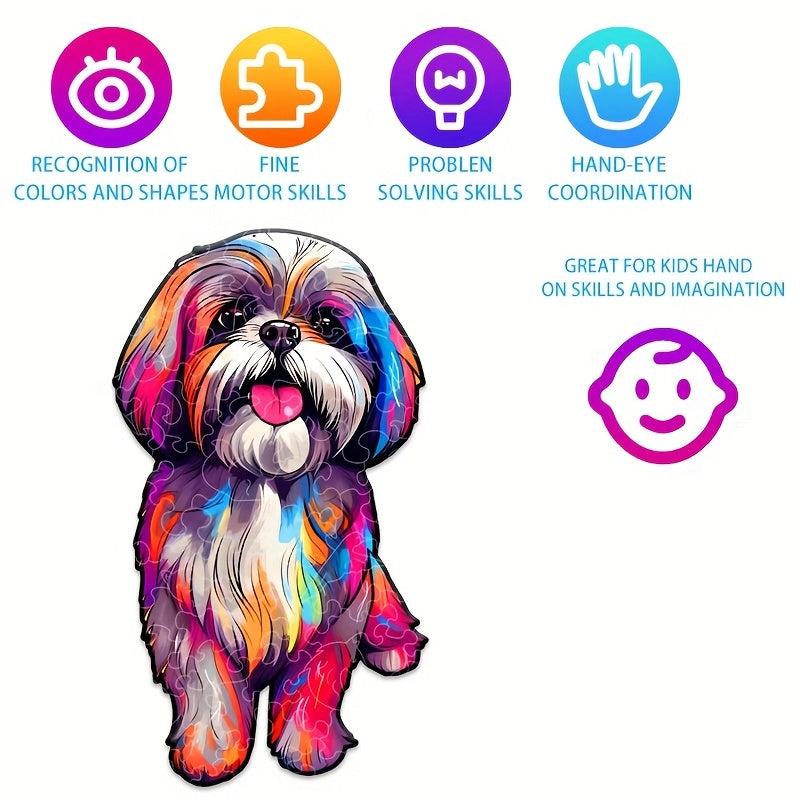 Rainbow Dog Wooden Jigsaw Puzzle for Brain Development