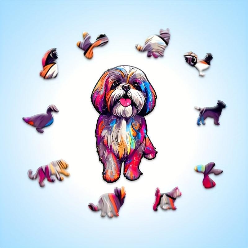 Rainbow Dog Wooden Jigsaw Puzzle for Brain Development