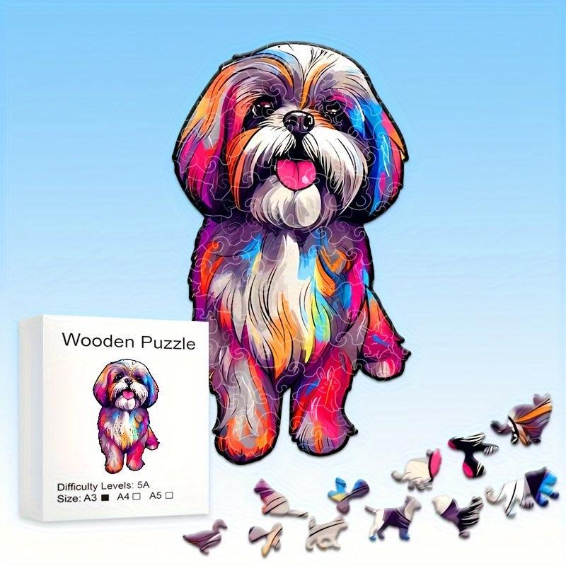 Rainbow Dog Wooden Jigsaw Puzzle for Brain Development