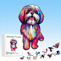 Rainbow Dog Wooden Jigsaw Puzzle for Brain Development