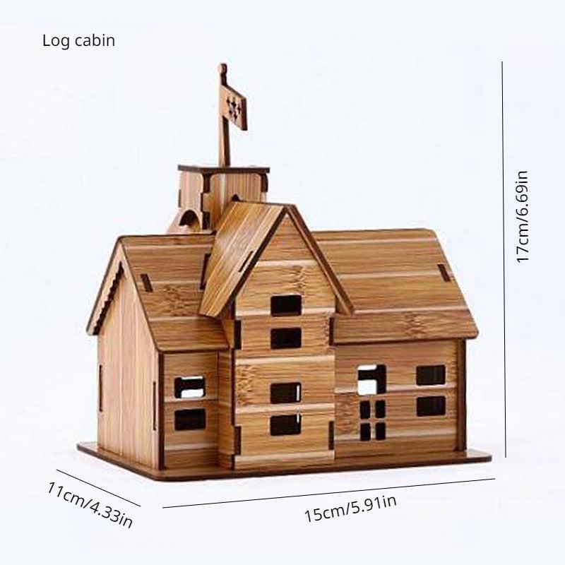 DIY Wooden 3D Hut Ferris Wheel Puzzle Board Model Toy House