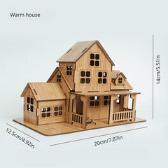 DIY Wooden 3D Hut Ferris Wheel Puzzle Board Model Toy House