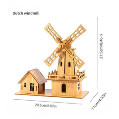 DIY Wooden 3D Hut Ferris Wheel Puzzle Board Model Toy House