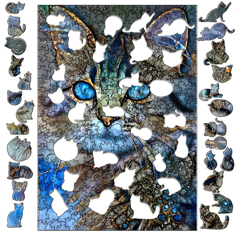 Cat Wooden Puzzle for Children and Adults