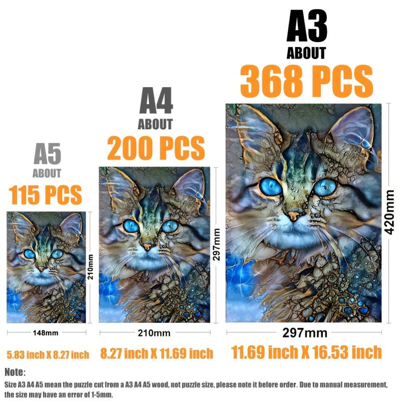 Cat Wooden Puzzle for Children and Adults