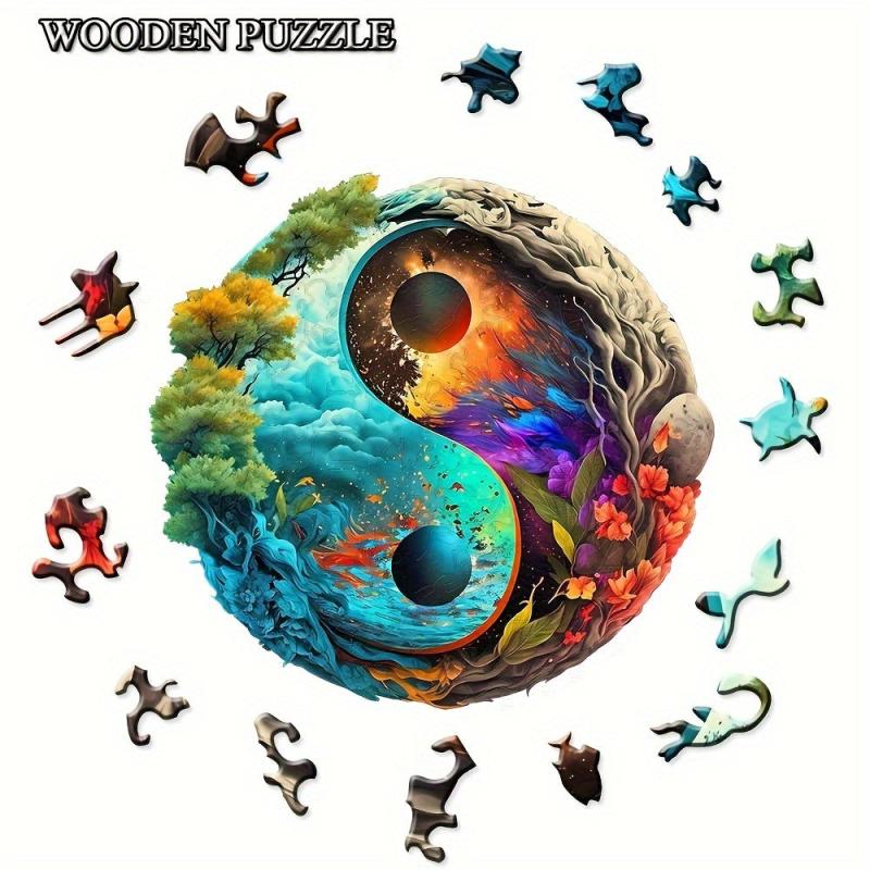 Yin Yang Forest Special Shaped Wooden Puzzle Creative Game for Boys and Girls