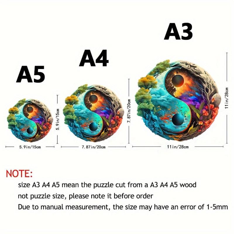 Yin Yang Forest Special Shaped Wooden Puzzle Creative Game for Boys and Girls