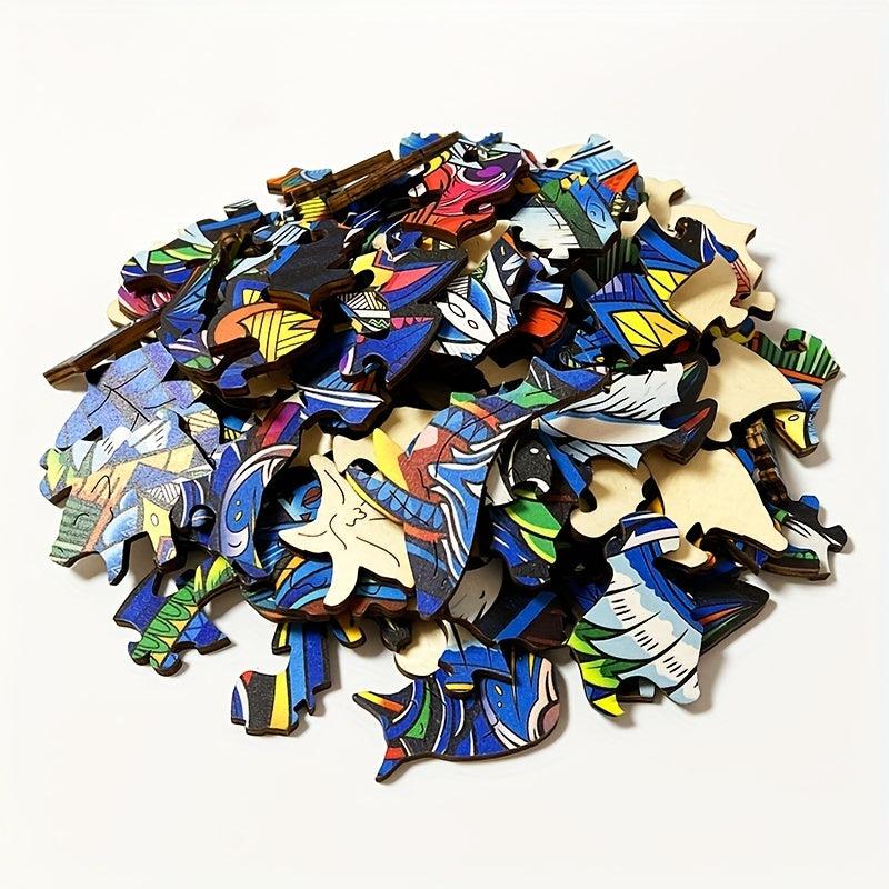 Golden Owl Wooden Jigsaw Puzzle Animal Adult Decompression Round Toy