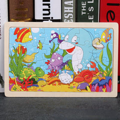 Early Education Wooden Puzzle for Kids, Animal Cartoon Flat Puzzle