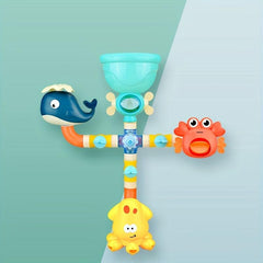 16pcs Ocean Animals Bath Toy Set for Kids, Waterwheel Slide Shower Track Toy