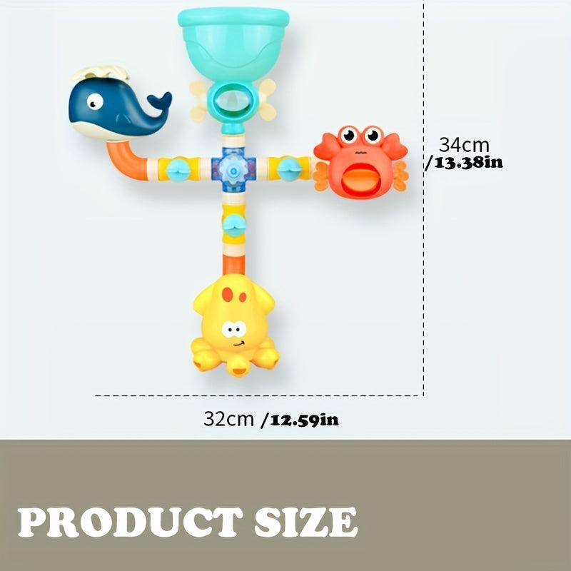 16pcs Ocean Animals Bath Toy Set for Kids, Waterwheel Slide Shower Track Toy