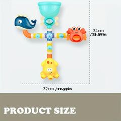 16pcs Ocean Animals Bath Toy Set for Kids, Waterwheel Slide Shower Track Toy