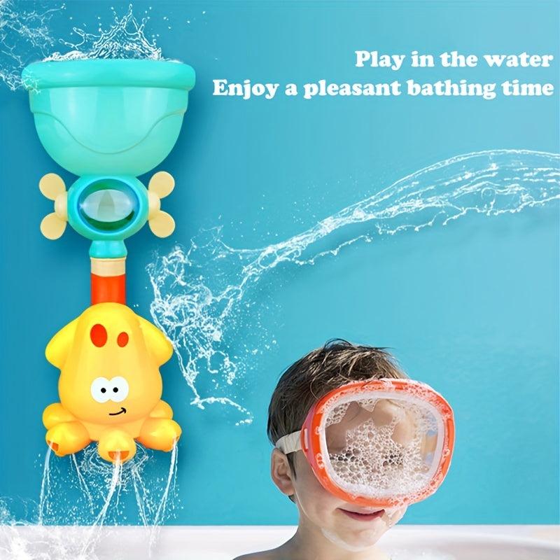 16pcs Ocean Animals Bath Toy Set for Kids, Waterwheel Slide Shower Track Toy