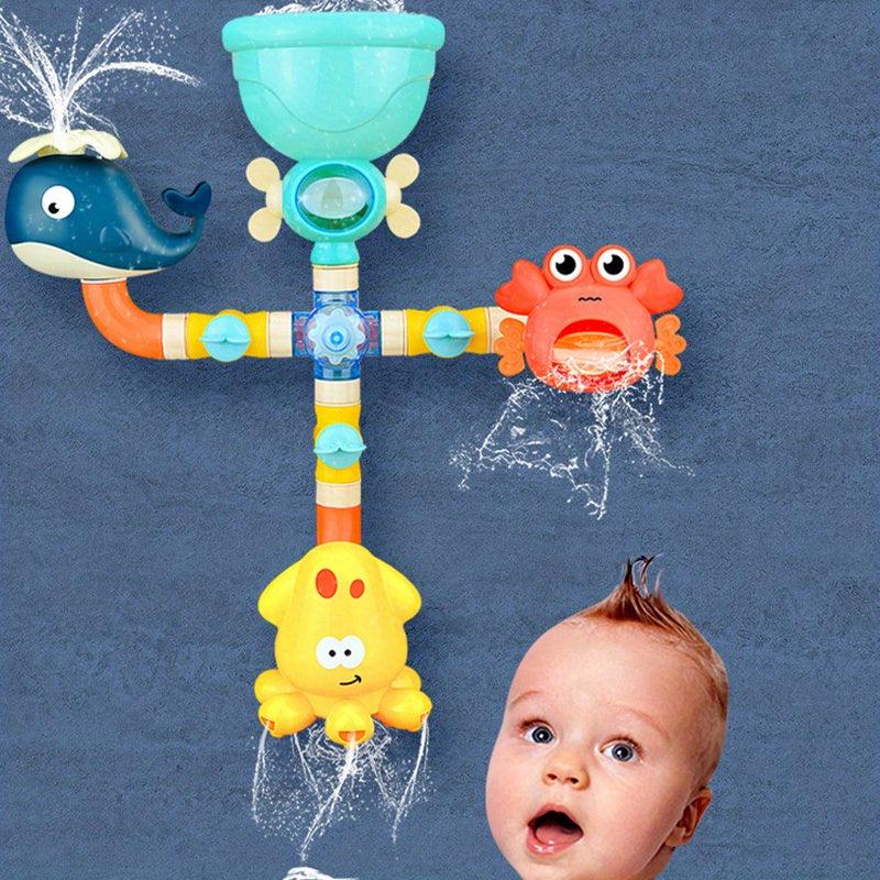 16pcs Ocean Animals Bath Toy Set for Kids, Waterwheel Slide Shower Track Toy