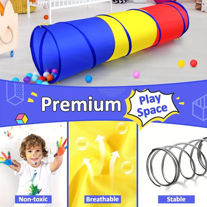 70in Pop Up Play Tunnel w/ Storage Bag for Kids & Pets, Indoor/Outdoor Toys