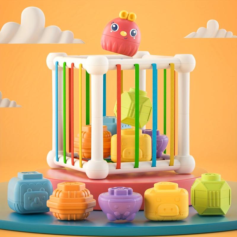 6 Piece Montessori Shape Sorter: Easter Gift for 1 Year Olds