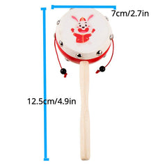 Wooden Sheepskin Hand Rattle Baby Toy for Newborn Boys Girls
