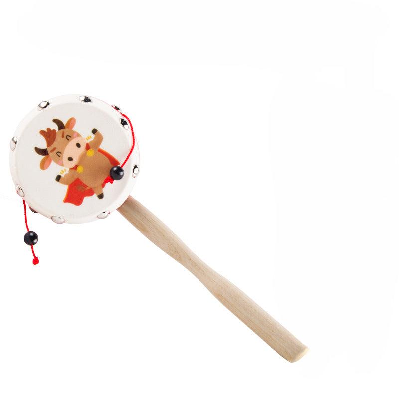Wooden Sheepskin Hand Rattle Baby Toy for Newborn Boys Girls
