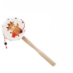 Wooden Sheepskin Hand Rattle Baby Toy for Newborn Boys Girls