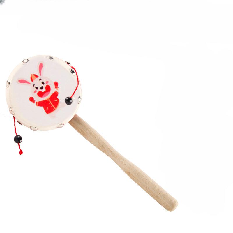 Wooden Sheepskin Hand Rattle Baby Toy for Newborn Boys Girls