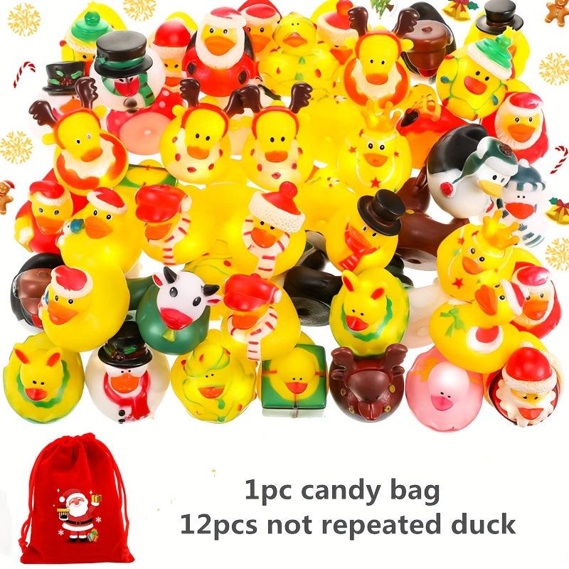 24pcs Christmas Duck Kids Rubber Ducks Bath Toys Boys Girls Christmas Decor