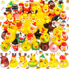 24pcs Christmas Duck Kids Rubber Ducks Bath Toys Boys Girls Christmas Decor