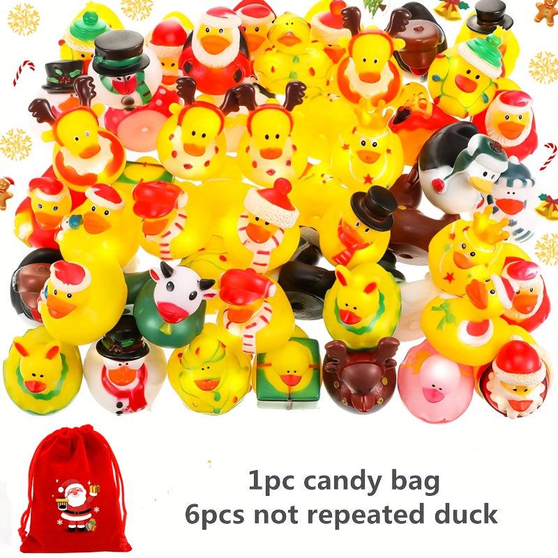 24pcs Christmas Duck Kids Rubber Ducks Bath Toys Boys Girls Christmas Decor