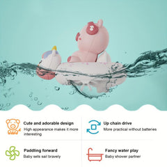 2pcs Baby Bath Toys Cute Pig & Rabbit Swimming Circle Kids' Water Park Toys