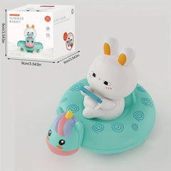 2pcs Baby Bath Toys Cute Pig & Rabbit Swimming Circle Kids' Water Park Toys