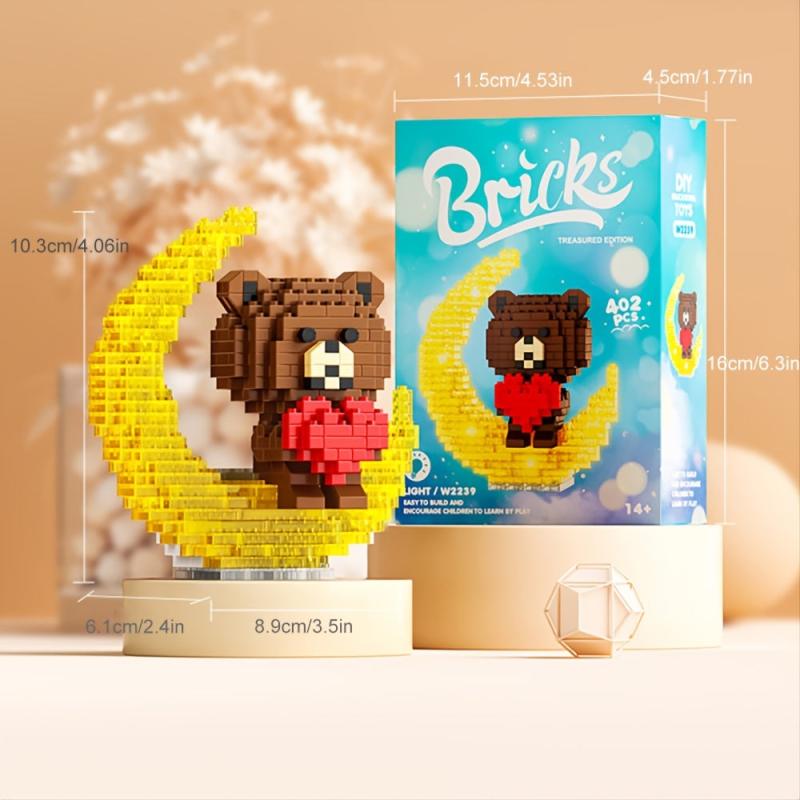 402 Piece Light Up Building Blocks Bear Educational Birthday Gift