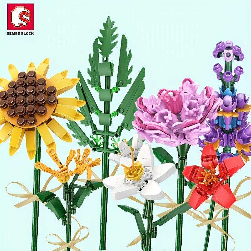 DIY Flowers Bouquet Sets Mini Artificial Flowers Building Blocks