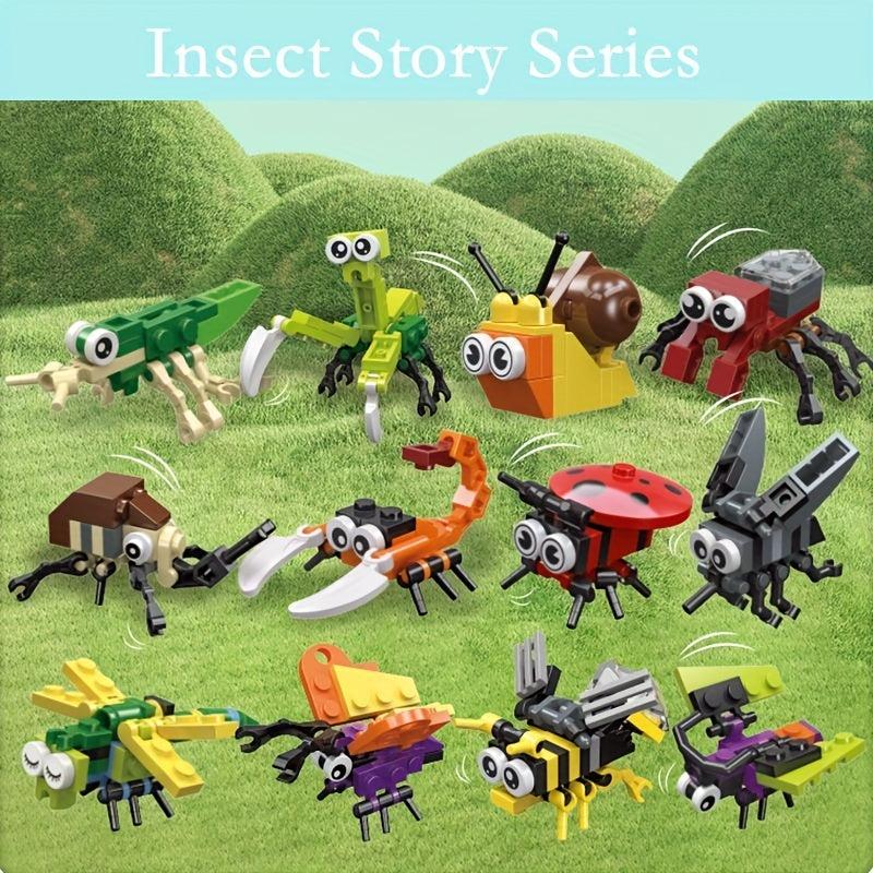 12pcs Insect Small Animal Party Building Blocks Gift Educational Insect Blocks