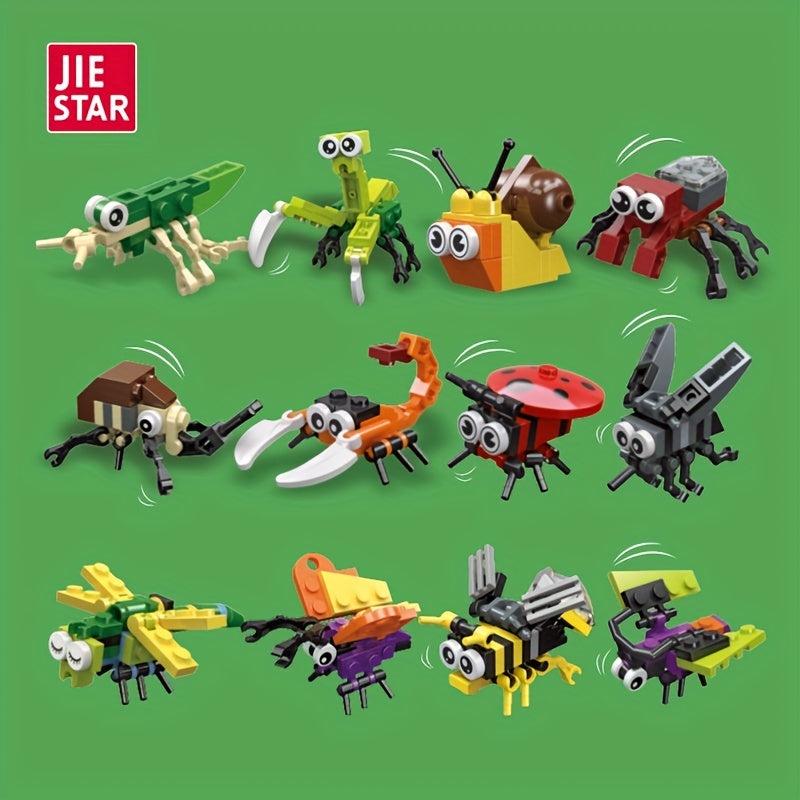 12pcs Insect Small Animal Party Building Blocks Gift Educational Insect Blocks