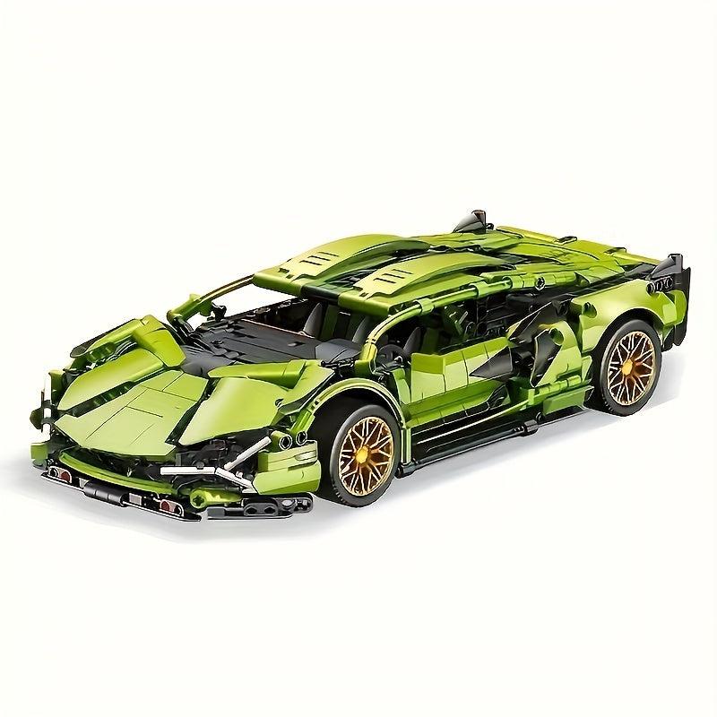 1280pcs Classic Green Racing Car Building Blocks Model Toy