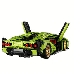 1280pcs Classic Green Racing Car Building Blocks Model Toy