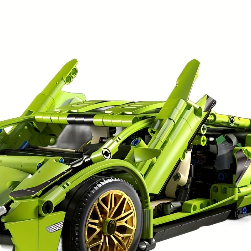 1280pcs Classic Green Racing Car Building Blocks Model Toy