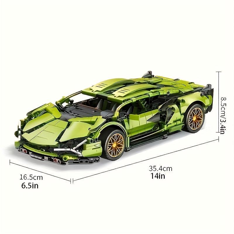 1280pcs Classic Green Racing Car Building Blocks Model Toy