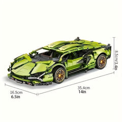 1280pcs Classic Green Racing Car Building Blocks Model Toy