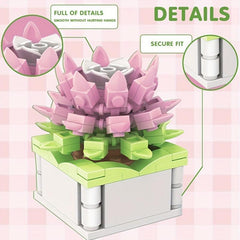 ZHEGAO Succulent Flower Plant Potted Building Blocks Flower Ornament