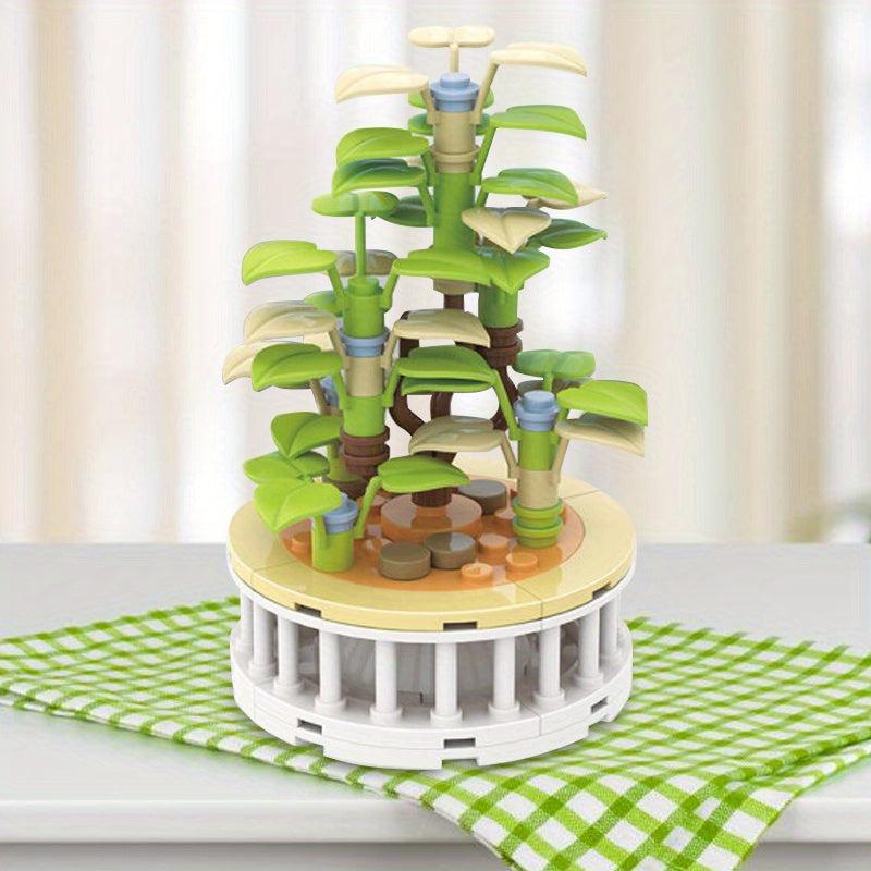 ZHEGAO Succulent Flower Plant Potted Building Blocks Flower Ornament