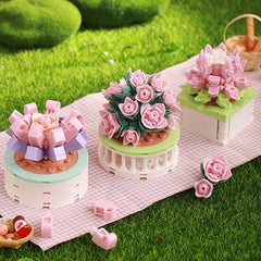 ZHEGAO Succulent Flower Plant Potted Building Blocks Flower Ornament