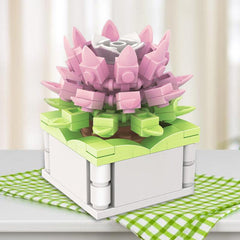ZHEGAO Succulent Flower Plant Potted Building Blocks Flower Ornament